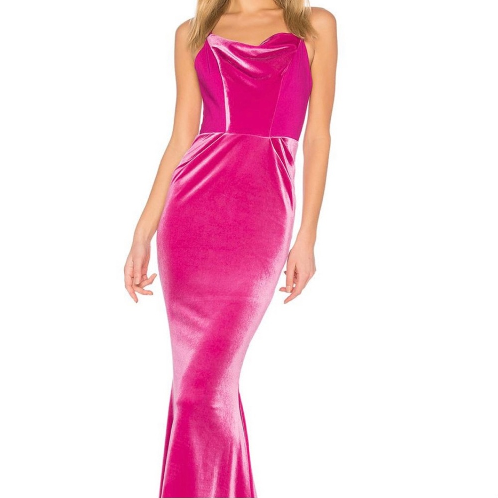 Michael Costello x Revolve Pink Velvet Long Dress